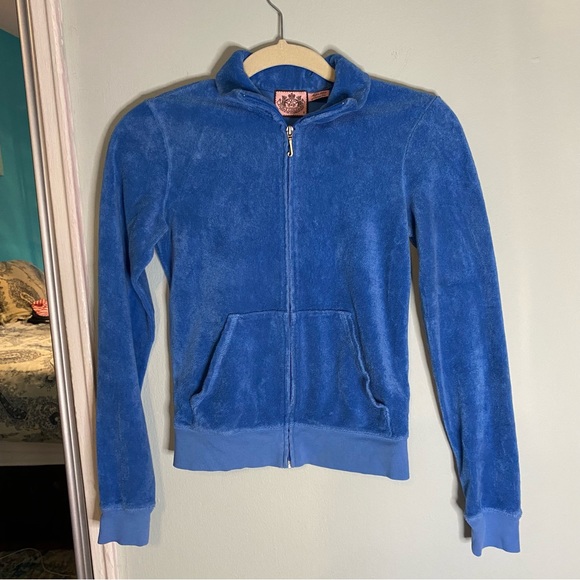 Juicy Couture Vintage Blue Terrycloth Zip-Up Sweatshirt - Size S - Picture 2 of 3
